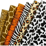 AllWays Plaza Wrapping Paper 6 Sheets - Watercolor Zoo Prints Gift Paper Roll for Birthday, Holiday, Party, Christmas and Baby Shower