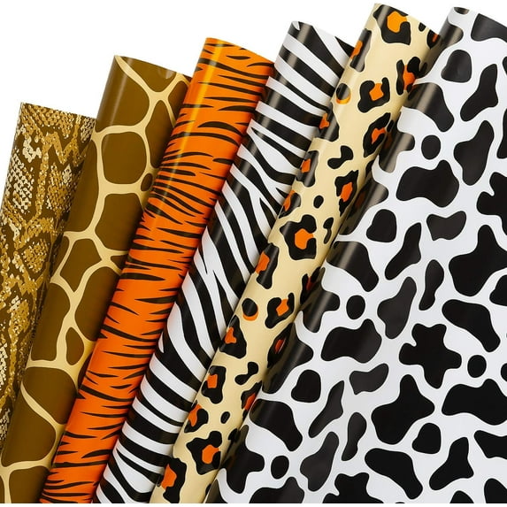 AllWays Plaza Wrapping Paper 6 Sheets - Watercolor Zoo Prints Gift Paper Roll for Birthday, Holiday, Party, Christmas and Baby Shower