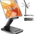 thumbnail image 1 of AllWaysPlaza Tablet Stand for iPad Stand Holder Desk, Foldable Home Office Desk Accessories Travel for iPad Holder Dorm College Essentials Portable Monitor Stand Fits Tabs Kindle iPhone 4-15.9" Black, 1 of 6
