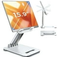 thumbnail image 1 of AllWaysPlaza Tablet Stand for iPad Stand Holder Desk, Foldable Home Office Desk Accessories Travel for iPad Holder Dorm College Essentials Portable Monitor Stand Fits Tabs Kindle iPhone 4-15.9" White, 1 of 12