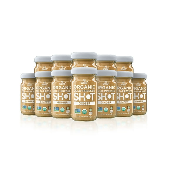 AllWellO Ginger Organic ColdPressed Shot, 11.1 fl oz, 12Pack