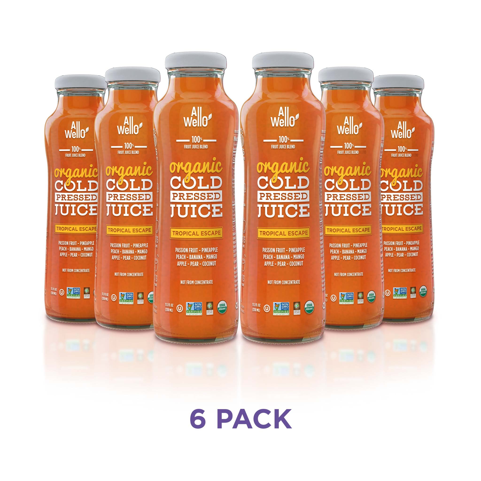AllWellO Tropical Escape Organic Cold-Pressed Juice - 11.1 fl oz - 6 Pack