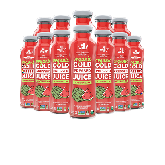 AllWellO Watermelon Organic Cold‑Pressed Juice, 11.1 fl oz, 12 Pack