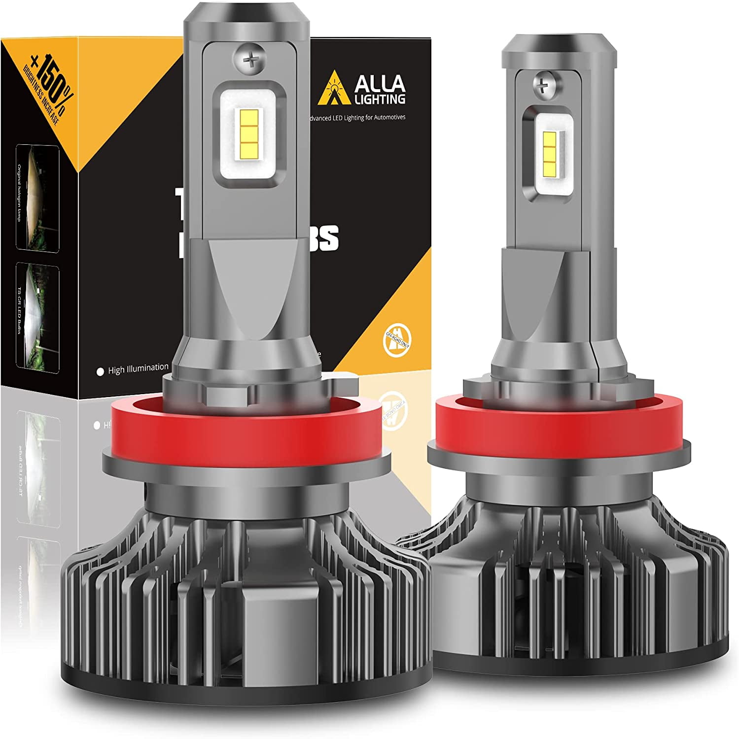 Alla Lighting 10000lm HB3 9005 LED Headlights Bulbs(Off-roading