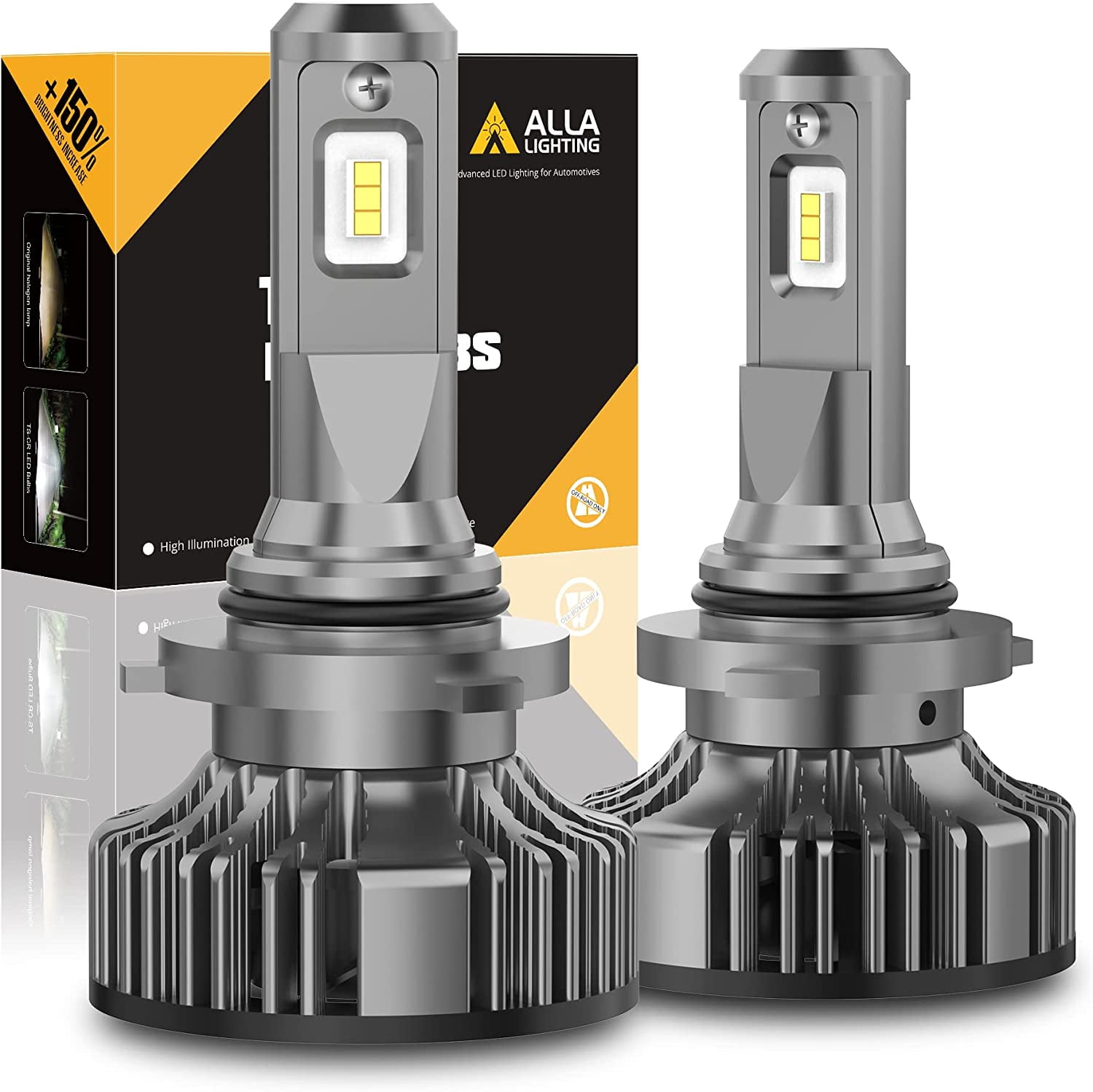 Alla Lighting 10000lm Extremely Super Bright LED 9006 Bulbs TS-CR Vision  HB4 Headlights/Fog Lights , 6000K Xenon White