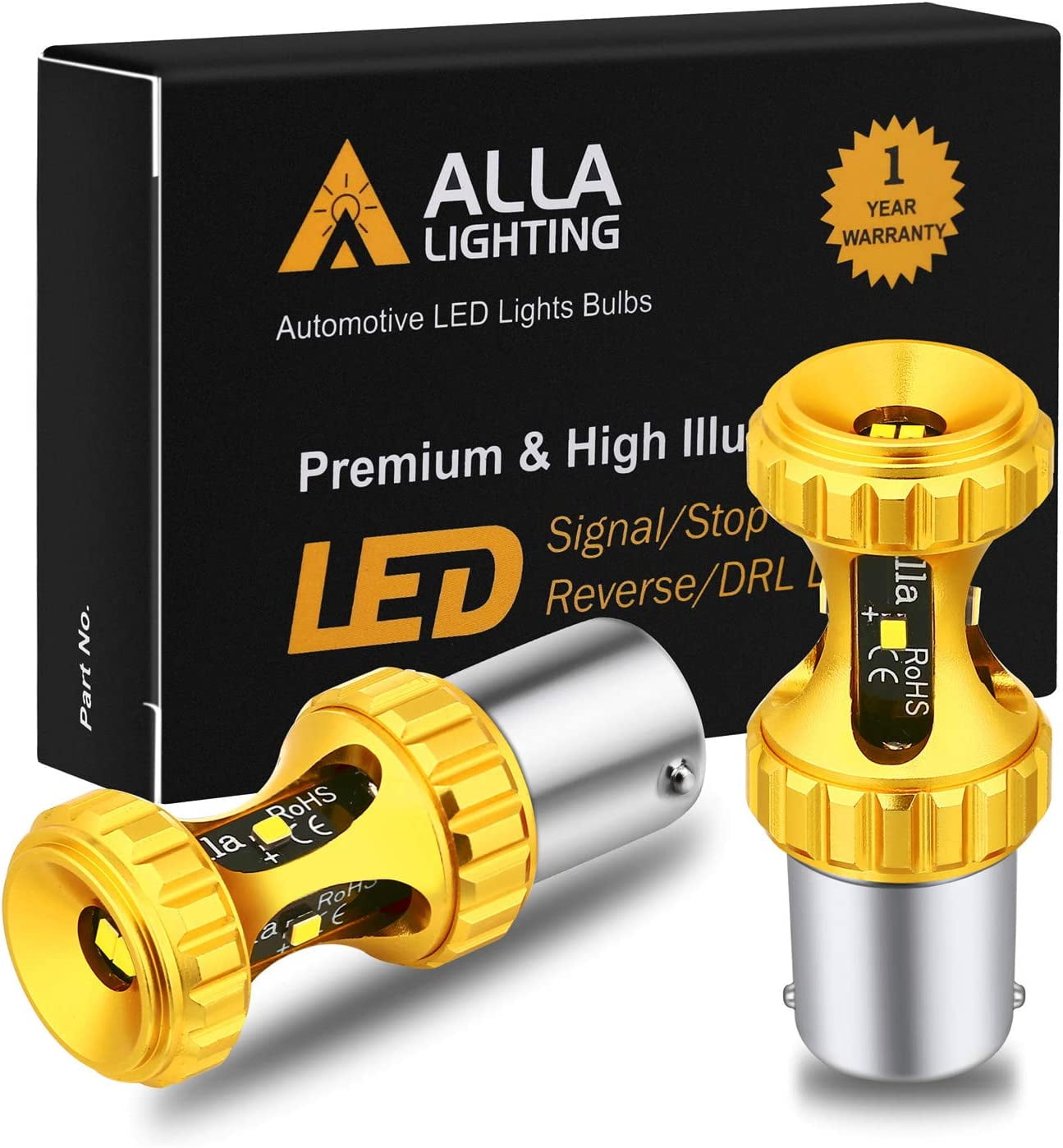 Alla Lighting 1156 7506 LED Bulbs 3000lm Extreme Super Bright Car Motorcycle Turn Signal Lights