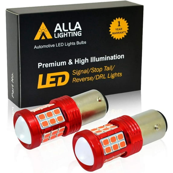 Alla Lighting 1157 7528 LED Bulbs 2600lm Extreme Super Bright Car Turn Signal Lights Reverse Lights Stop Brake Lights Tail Lights DRL BAY15D 2357 3496 2057, Amber Yellow