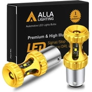 Alla Lighting 1157 7528 LED Bulbs 3000lm Extreme Super Bright Car Turn Signal Lights Reverse Lights Stop Brake Lights Tail Lights DRL BAY15D 2357 3496 2057, Amber Yellow