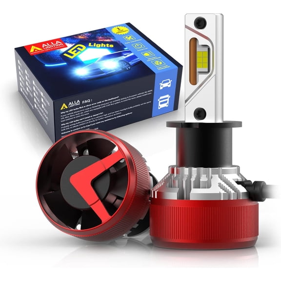 Alla Lighting 12000 Lumens H3 LED Headlights Bulbs, 6500K Xenon White, Xtreme Super Bright High, Low Beam Conversion Kits, Fog Lights Replacement