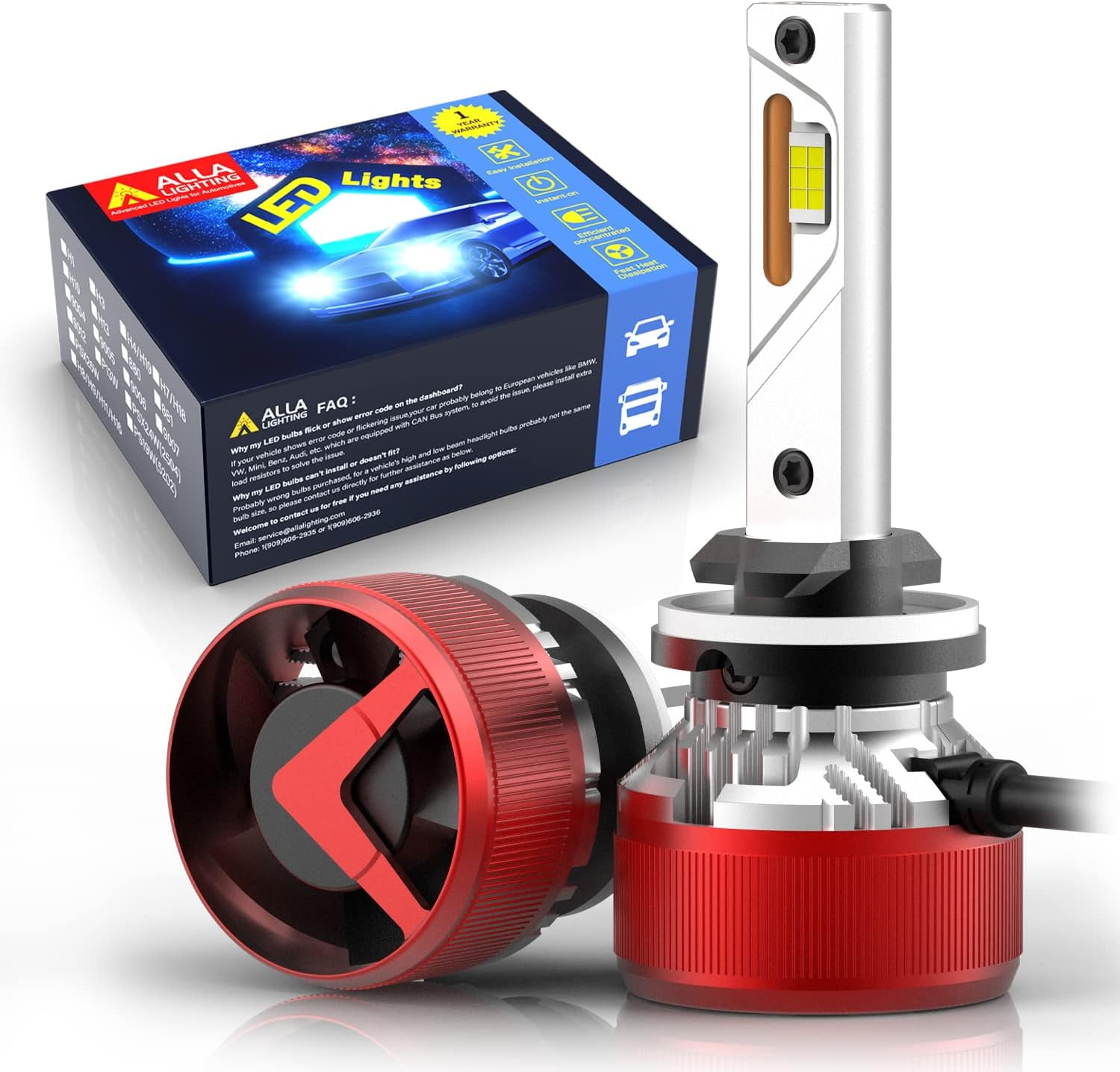 Alla Lighting 12000 Lumens PG13 899 880 LED Headlights Bulbs H27 892 ...