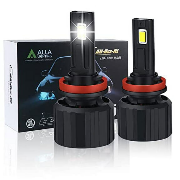 Alla Lighting 16000Lms CANBus H8 H9 H11 LED Headlights Bulbs, 6500K Xenon White, Xtreme Super Bright High Beam or Low Beam Conversion Kits Replacement
