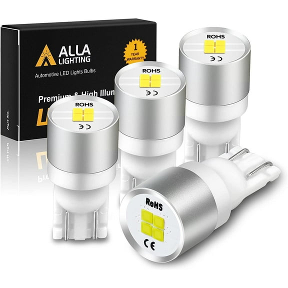 Alla Lighting 194 LED Bulbs Bright T10 168 W5W 2825 175 158 CANBUS Replacement 12V 1616 SMD Car License Plate Light Interior Lights Map Lights Dome Door Lights, 6000K Xenon White