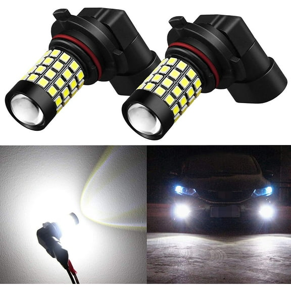 Alla Lighting 2000Lm 9006 LED Fog Lights Bulbs 2835 51-SMD Super Bright HB4 9006 LED Bulbs 12V Fog Light Replacement for Cars, Trucks, 6000K Xenon White