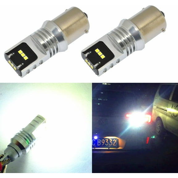 Alla Lighting 2200 Lumens Super Bright 6000K Xenon White LED Bulb High Power CSP Chipset 1156 7506 BA15S LED Lights Bulbs for Back Up Reverse Light Lamp Replacement