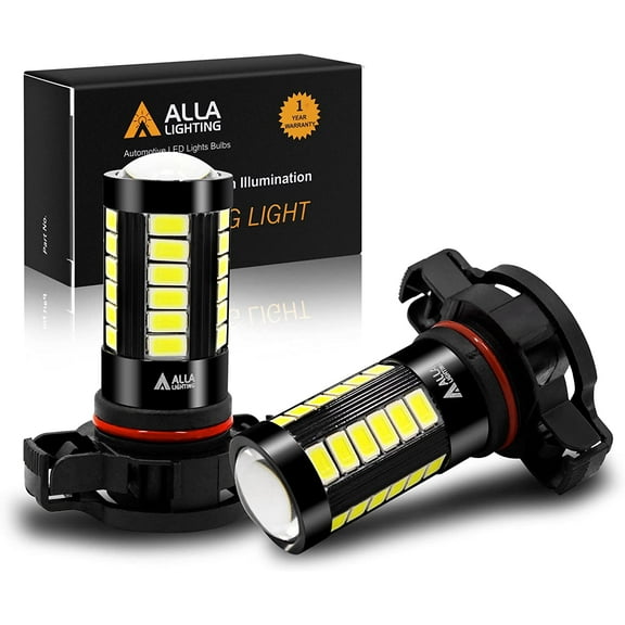 Alla Lighting 2504 PSX24W LED Fog Lights Bulbs 2800lm Xtreme Super Bright Replacement 5730 33-SMD 12276, 6000K Xenon White