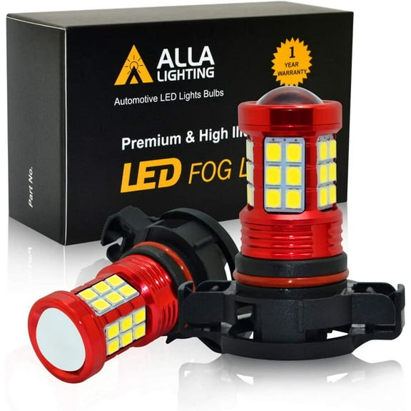 Alla Lighting 2504 PSX24W LED Fog Lights Bulbs 2835 36-SMD 3000lm Extreme Super Bright 12276, 3000K Amber Yellow