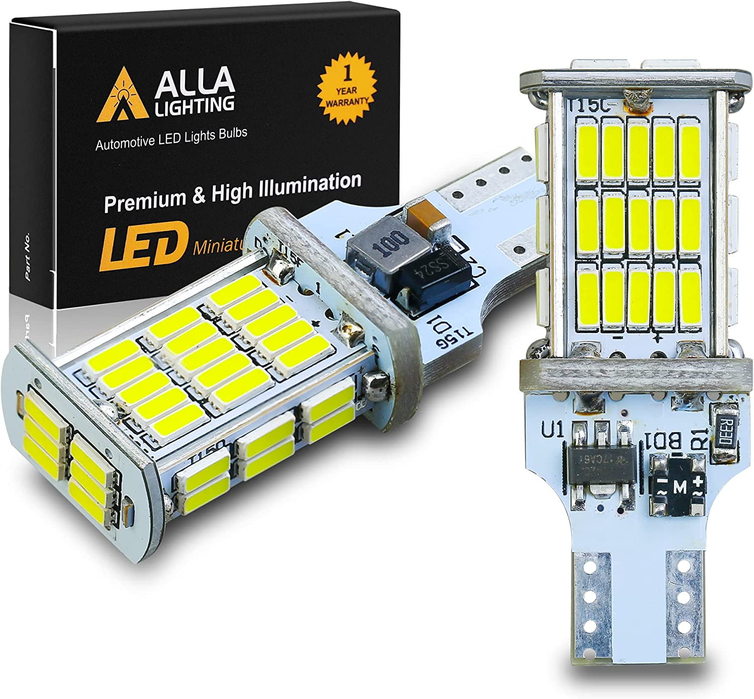 Alla Lighting 2600lm T15 Wedge 912 921 Strobe LED Back-up Reverse ...