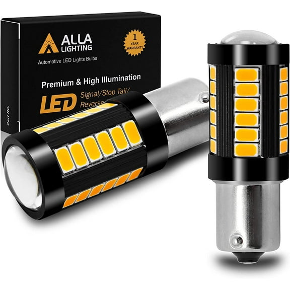 Alla Lighting 2800lm 7506 1156 LED Turn Signal Lights Bulbs, Amber Yellow BA15S Base 3497 1156NA 1295NA 97A 97NA Blinker Lamps Replacement Xtreme Super Bright 12V 5730 33-SMD Single Filament