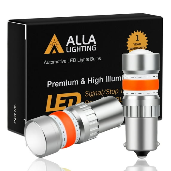 Alla Lighting 2800lm BA15S 3497 1156 LED Bulbs Turn Signal, Brake Stop Tail Lights COB-72 12V LED Replacement for Cars, Trucks, Pure Red (Set of 2)