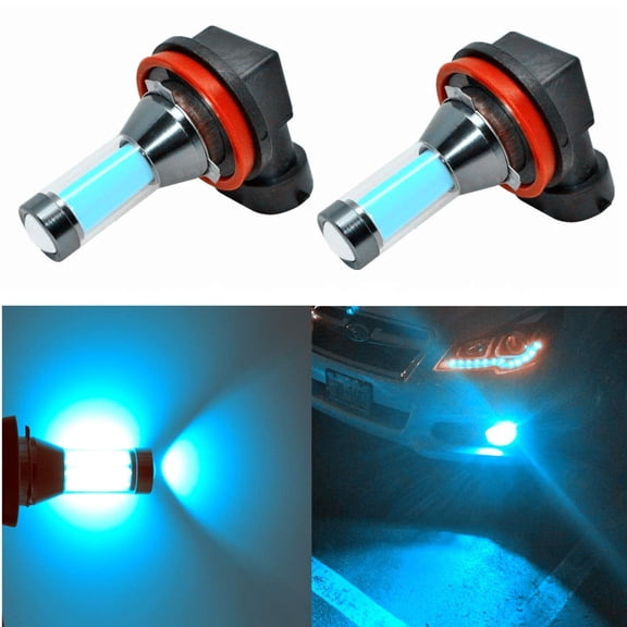 Alla Lighting 2800lm H8 H16 H11 LED Fog Lights Bulb Xtreme Super Bright COB-35 12V LED Replacement for Cars, Trucks, 8000K Ice Blue (Set of 2)