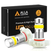 Alla Lighting 2800lm PSX24W 12276 2504 LED Fog Lights Bulb Xtreme Super Bright COB-72 LED Replacement for Cars, Trucks, 3000K Amber Yellow (Set of 2)