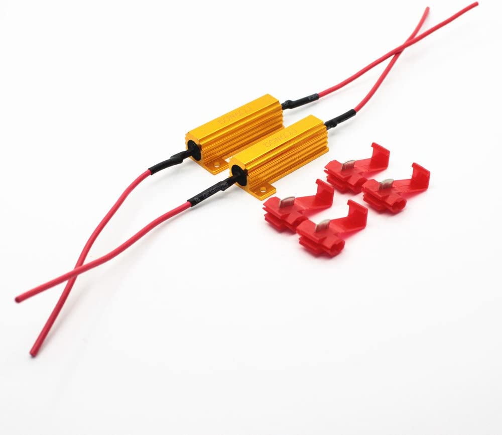 Alla Lighting 2pcs 50W 6ohm Load Resistors Fix LED Turn Signal Bulb