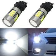 Alla Lighting 2pcs Super Bright 2000lms 6000K White 3156 3157 LED Bulbs, Back-up Reverse Lights Replacement, New 3035 27-SMD LEDs 3056 3156K 3157K 3057 3047 4114 3457 3456