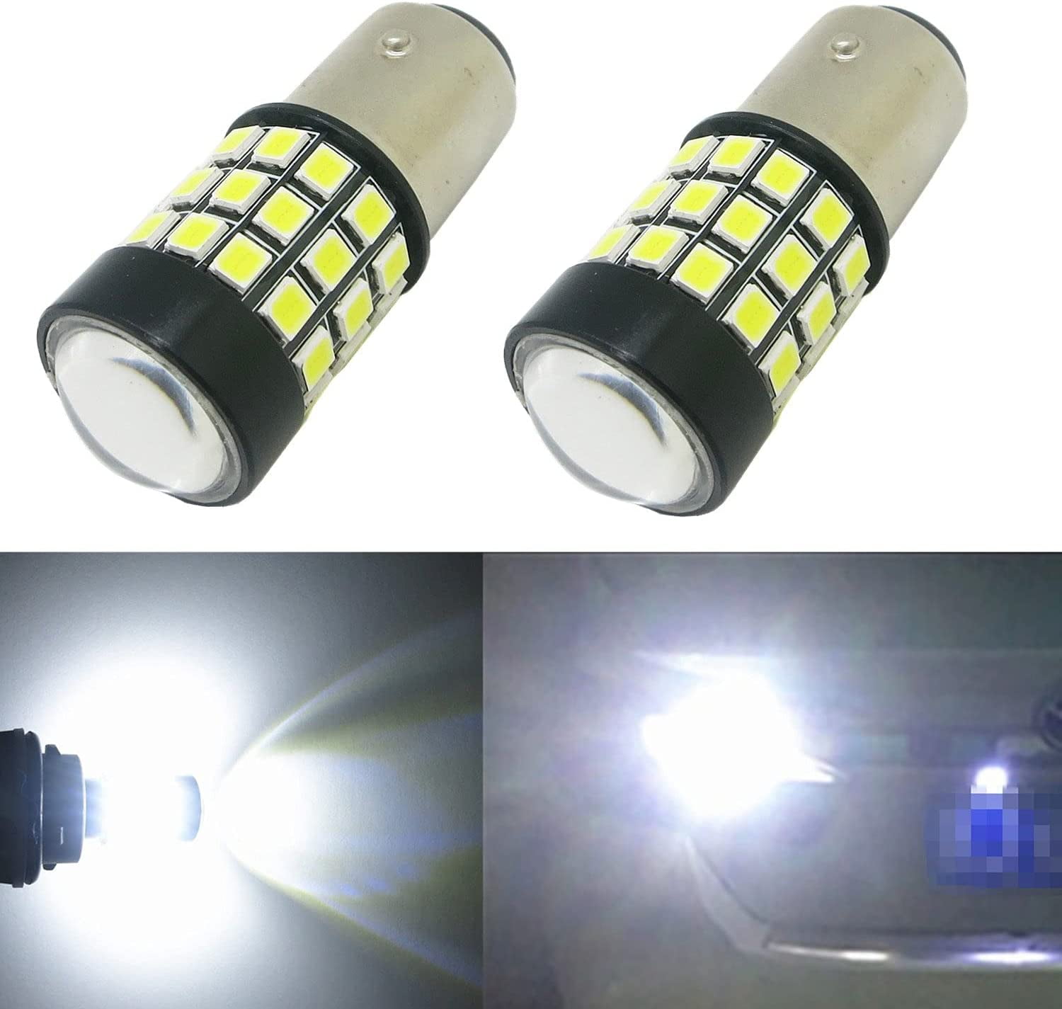Alla Lighting 2pcs Super Bright 6000K White 1157 7528 LED Bulbs Front Turn Signal Lights Parking Light Blinker Lamps Replacement for 2001 2002 2003 2004 2005 2006 2007 Highlander