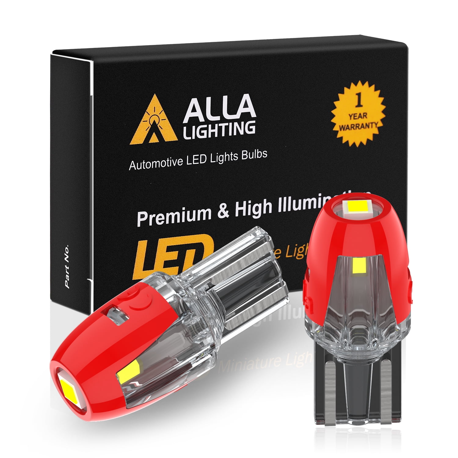 Alla Lighting 2pcs Super Bright 6000K White 2825 2825L W5W LED Bulbs License Plate Lights Tag Lights Map Lights Front Side Marker Light Lamps for 2010-2017 Toyota Camry