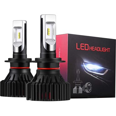 H7 LED Headlight Bulbs - 6000K White Low/High Beam Replacement With IP68 Rating (2-Pack)