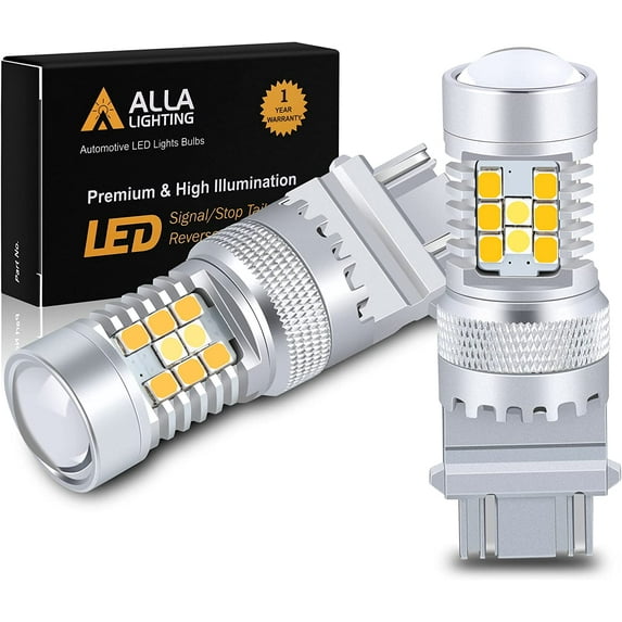 Alla Lighting 2pcs Super Bright White Yellow 3157A LED Switchback Bulbs Front Turn Signal Light Replacement for 2005-2009 Uplander