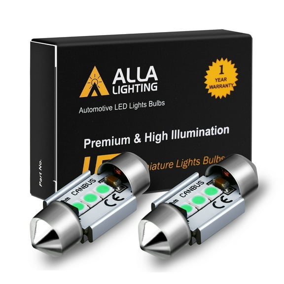 Alla Lighting 2x Super Bright 6000K White 6461 6418 36MM LED Bulbs Interior Lights Festoon License Plate Lights Tag Light Luggage Compartment Light Lamps for 2005 2006 2007 2008 2009 Tucson