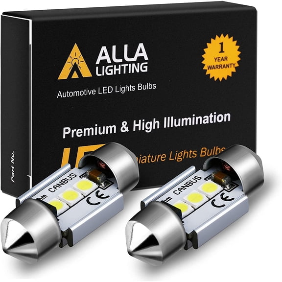 Alla Lighting 2x Super Bright 6000K White DE3175 DE3022 LED Bulbs Interior Lights Festoon Dome Light Courtesy Light Vanity Mirror Light Lamps Sun Visor Light for 1998-4 2016 2017 Tacoma