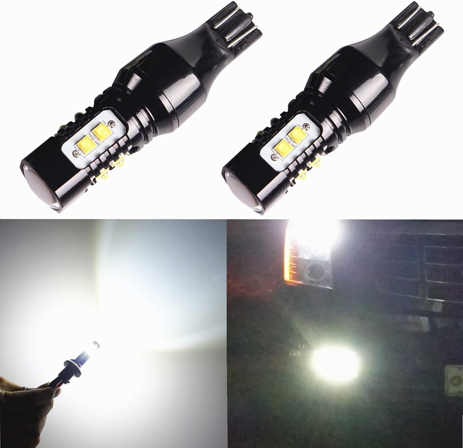Alla Lighting 2x Super Bright White 921 W16W LED Bulbs Center High ...