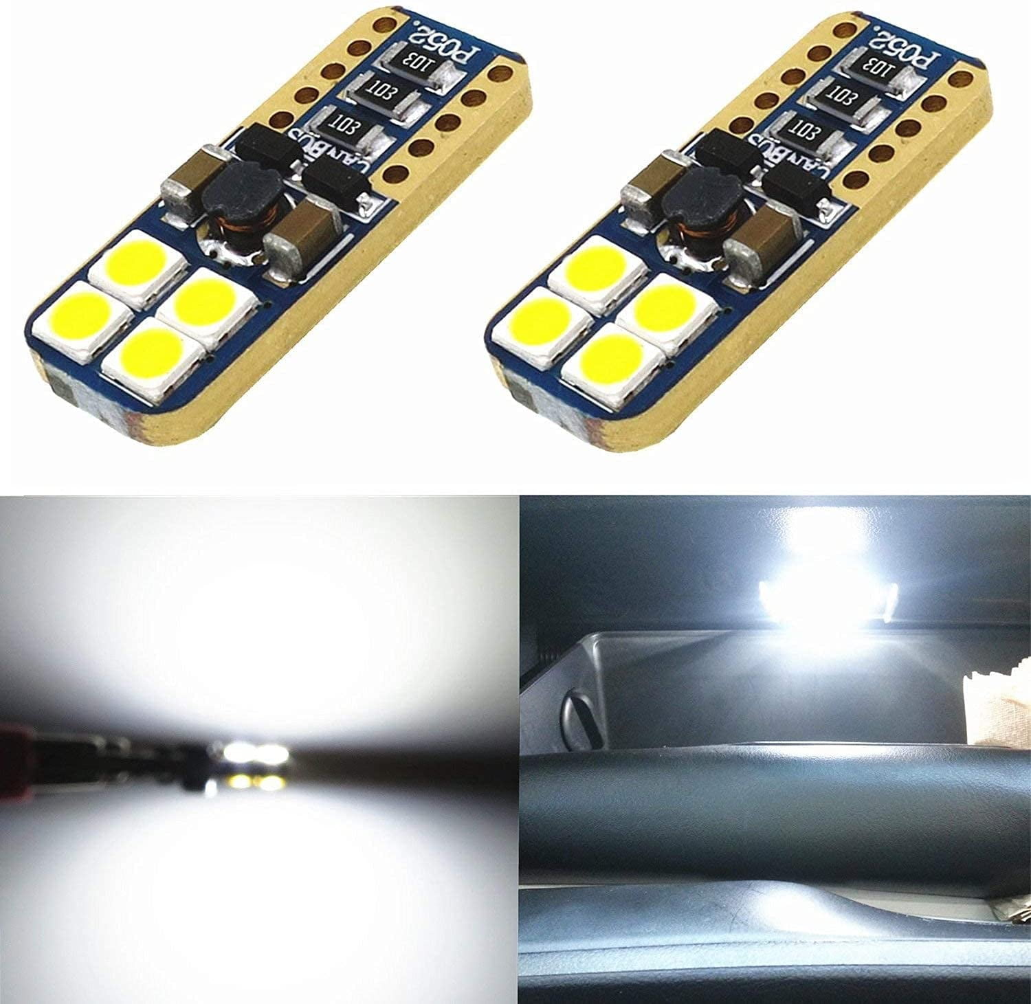 Alla Lighting 2x Super Bright White W5W 2825 168 LED Bulbs Side Marker ...