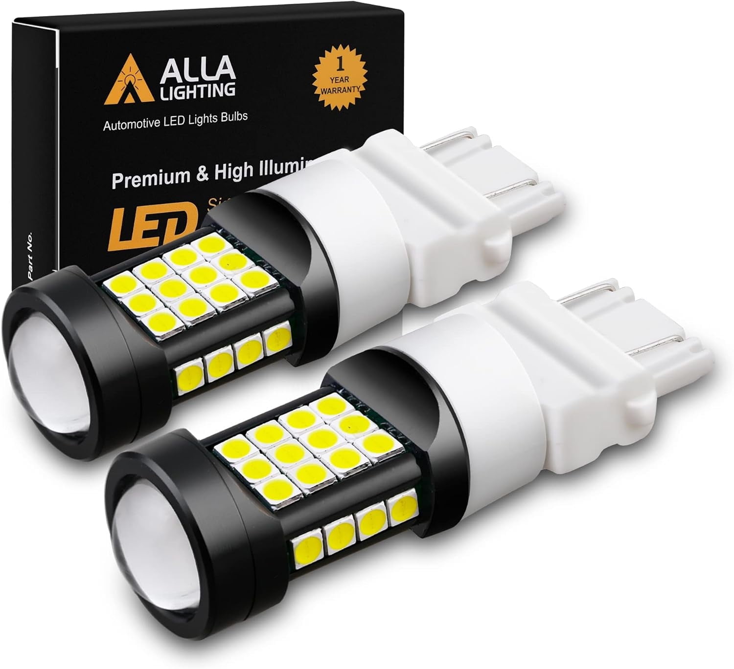 Alla Lighting 3057 3056 T25 3157 3156 LED Bulb, 6000K Xenon White, Back ...