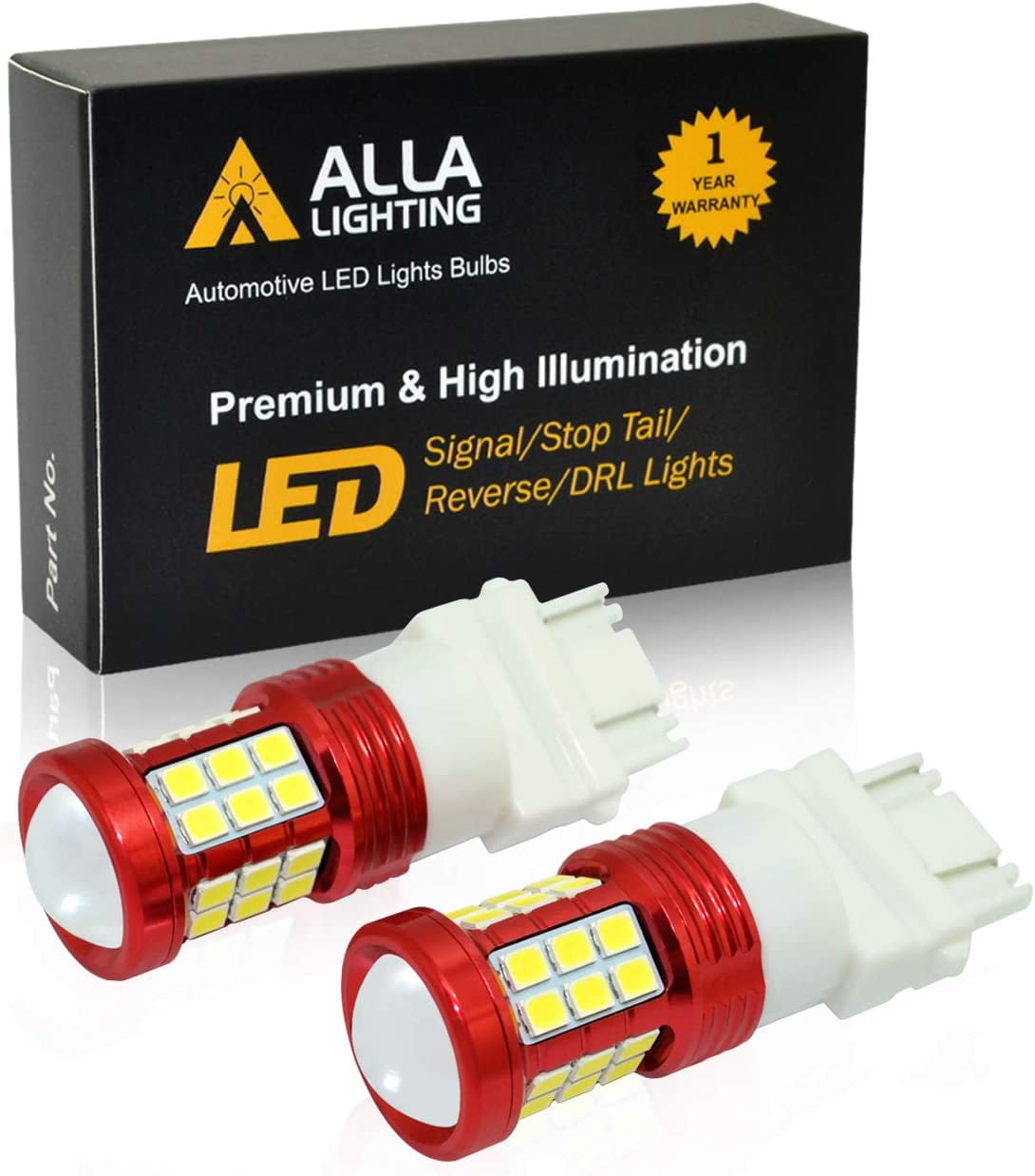Alla Lighting 3156 3157 LED Bulbs 2600lm Extreme Super Bright Car Turn Signal Lights Reverse Lights Stop Brake Lights Tail Lights 4114 T25 3057 3457 4157 4057, 6000K White