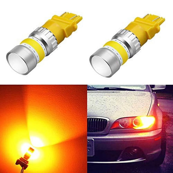 Alla Lighting 3157 LED Turn Signal Lights Bulbs 2800lm Super Bright T25 3156 3157 LED Bulbs High Power COB 72-SMD LED 3157 Bulb 3057 3457 4157 4057 LED Turn Signal Lights Blinker Light, Amber Yellow