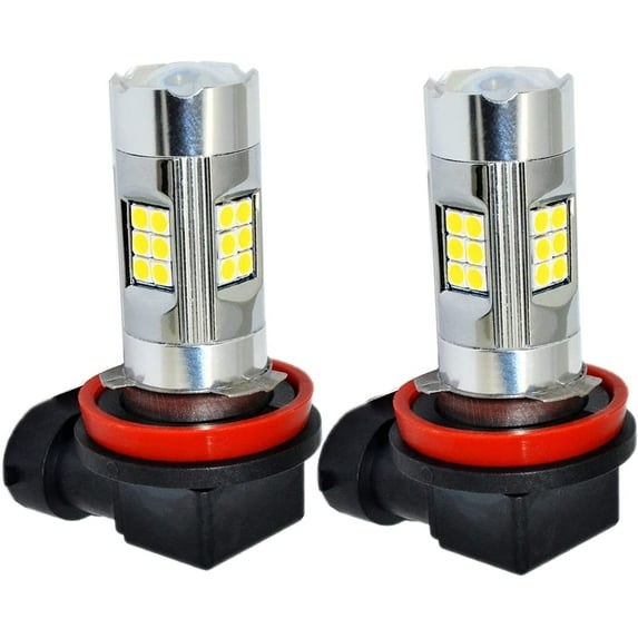 Alla Lighting 3200 Lumens H11 LED Fog Lights Bulb High Power 3030 27-SMD Extremely Super Bright LED H11 Bulb for H16 H11 H8 LED Fog Light Bulbs, 6000K White (Set of 2)