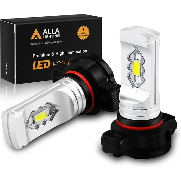 Alla Lighting 3800lm 2504 PSX24W LED Fog Light Bulbs 12276, 6000K Xenon White Xtreme Super Bright PG20/7 Base ETI-56 SMD 12V Upgrade