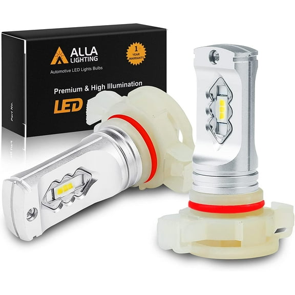 Alla Lighting 3800lm 5201 5202 LED Bulbs 3000K Golden Yellow Fog Lights, DRL, High Illumination ETI 56-SMD PS19W 12085 9009 PS24W Replacement