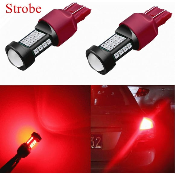 Alla Lighting 3800lm 7440 7443 Red LED Strobe Brake Lights Bulbs Bright T20 7441 7444 7443 LED Bulb High Power 3030 SMD 12V LEDs for Auto Car Truck Flashing Brake Lights Stop Light Tail Light