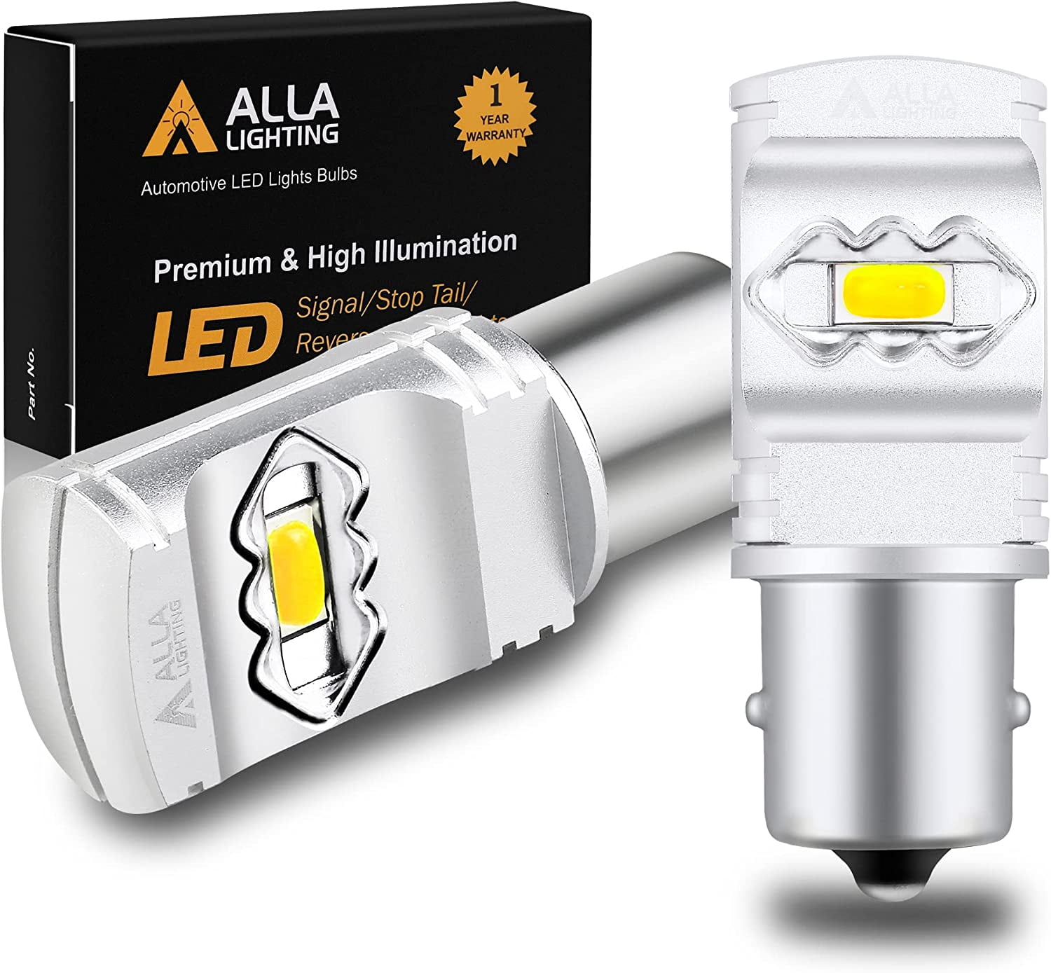 Alla Lighting 3800lm BA15S 1156 White LED Bulbs Bright P21W 7506 1156 LED Bulb High Power 56SMD