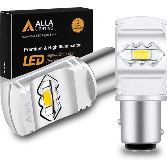 Alla Lighting 3800lm BAY15D 1157 Amber Yellow LED Bulbs Turn Signal Lights, Xtreme Super Bright 2357 3496 1157NA 2057 ETI 56-SMD 12V 6W for Cars, Trucks Motorcycle Blinker Lamps Upgrade