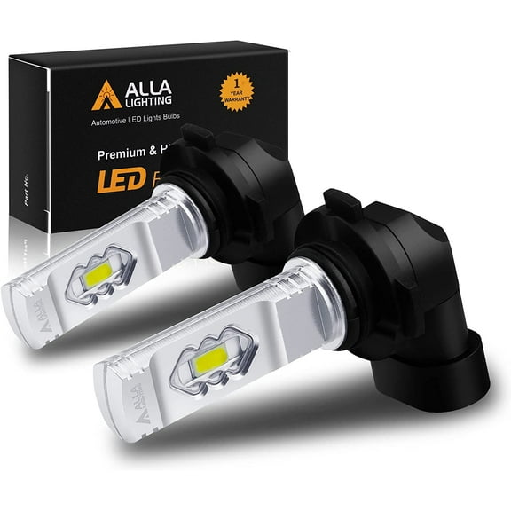 Alla Lighting 3800lm HB4 9006 LED Fog Light Bulbs, 6000K Xenon White Xtreme Super Bright P22D Base 9006LL HB4LL ETI-56 SMD 12V 6W Upgrade