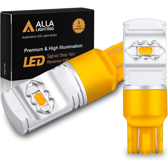 Alla Lighting 3800lm T20 7440 7443 Amber Yellow LED Bulbs Bright 7441 7440NA 7444NA WY21W LED Bulb High Power ETI 56-SMD 12V LED 7443 Bulb for Car Truck Turn Signal Lights Blinker Lights (2pcs)