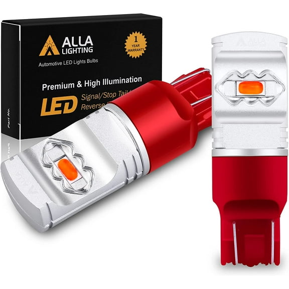 Alla Lighting 3800lm Xtreme Super Bright T20 7440 7443 Red LED Bulbs High Power ETI 56-SMD LED 7443 Bulbs 7441 7444 W21W LED Turn Signal Lights Brake Lights Stop Light Tail Light (Set of 2)
