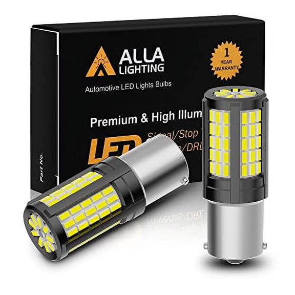 Alla Lighting 4014-84 SMD BA15S 1156 LED Bulbs, 6000K Xenon White Back-up Reverse Lights, Turn Signal Lights, Brake Lights Tail Lights 7506 1141 3497 Single Filament Super Bright LEDs