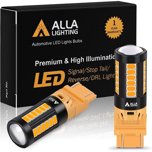 Alla Lighting 4257NA 4257 LED Bulbs Front Turn Signal Lights Replacement Super Bright 12V Blinker Lamps, Amber Yellow for 2018+ Ford F-150 F-250 F-350 Super Duty Maverick