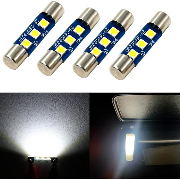 Alla Lighting 4pcs Super Bright 6000K Xenon White High Power 3030 SMD 29mm 6614 6614F 6641 6612F F30-WHP TS-14V1CP LED Replacement Bulbs For Car SUV Truck Sun Visor Light Vanity Mirror Lights